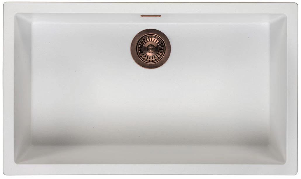 Ausmann Faser weiß großes Spülbecken 70x40cm Unterbau, Aufbau und flacher Einbau mit automatischem Kupferstöpsel 1208971906