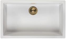 Ausmann Faser weiß großes Spülbecken 70x40cm Unterbau, Aufbau und flächenbündiger Einbau mit automatischem goldenem Stecker 1208971907