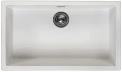 Ausmann Fibre Weiß große Spüle 70x40cm Unterbau, Aufbau und flächenbündiger Einbau mit automatischem Gun Metal Stopfen 1208971908