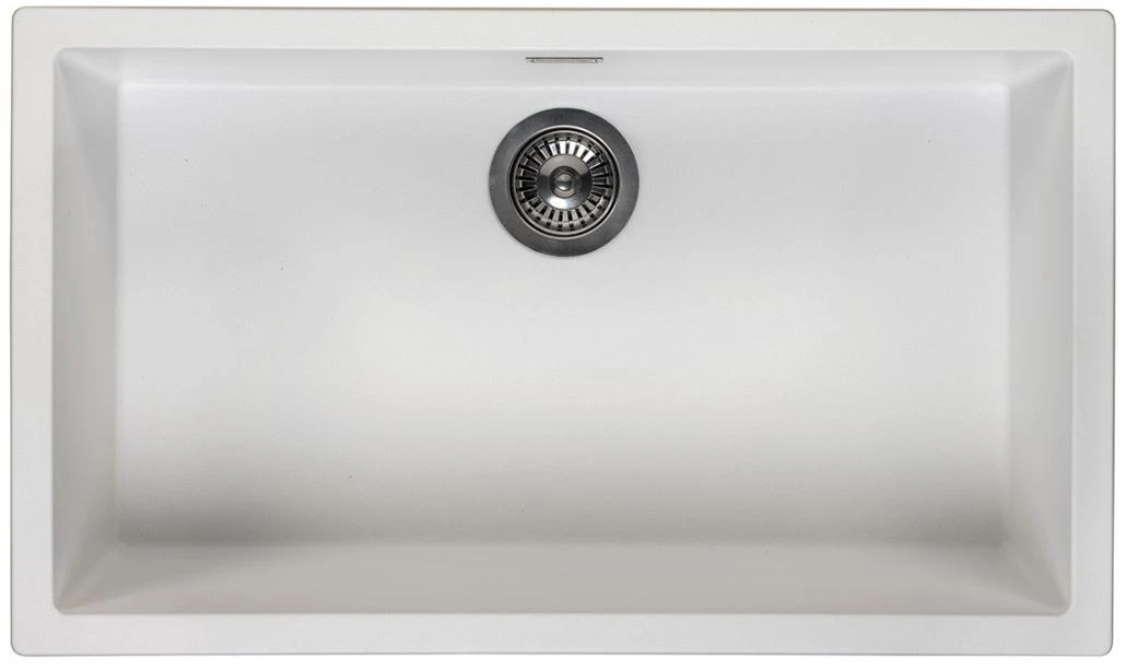 Ausmann Fibre Weiß große Spüle 70x40cm Unterbau, Aufbau und flächenbündiger Einbau mit automatischem Gun Metal Stopfen 1208971908