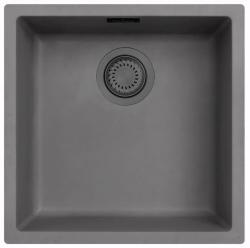 Ausmann Faserbeton graues Spülbecken 40x40cm Unterbau, Aufbau und flacher Einbau mit automatischem Gun-Metal-Stecker 1208971914