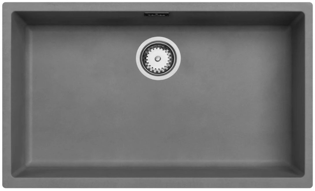 Ausmann Faserbeton graue große Spüle 70x40cm Unterbau, Aufbau und Flacheneinbau mit automatischem Edelstahlstopfen 1208971920