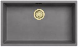 Ausmann Faserbeton graue große Spüle 70x40cm Unterbau, Aufbau und flächenbündiger Einbau mit automatischem goldenen Stecker 1208971923