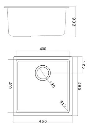 Ausmann Fibre Sand weiße Spüle 40x40cm Unterbau, Aufbau und flächenbündiger Einbau mit automatischem goldenen Stecker 1208971928