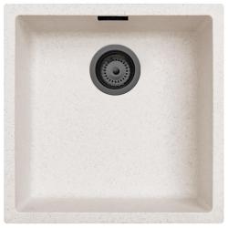 Ausmann Fiber Sand weißes Spülbecken 40x40cm für Unterbau, Aufbau und flächenbündigen Einbau mit automatischem Gun Metal Plug 1208971929