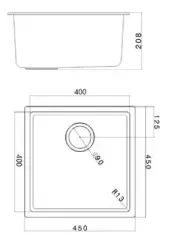 Ausmann Fiber Sand weißes Spülbecken 40x40cm für Unterbau, Aufbau und flächenbündigen Einbau mit automatischem Gun Metal Plug 1208971929