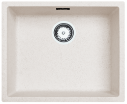 Ausmann Fiber Sand weißes Spülbecken 50x40cm Unterbau, Aufbau und flächenbündiger Einbau mit automatischem Edelstahlstopfen 1208971930