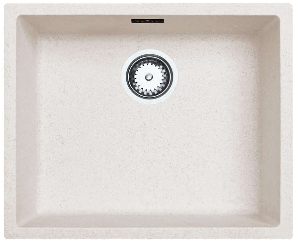 Ausmann Fiber Sand weißes Spülbecken 50x40cm Unterbau, Aufbau und flächenbündiger Einbau mit automatischem Edelstahlstopfen 1208971930
