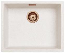 Ausmann Fibre Sand weißes Spülbecken 50x40cm Unterbau, Aufbau und flächenbündiger Einbau mit automatischem Kupferstopfen 1208971932
