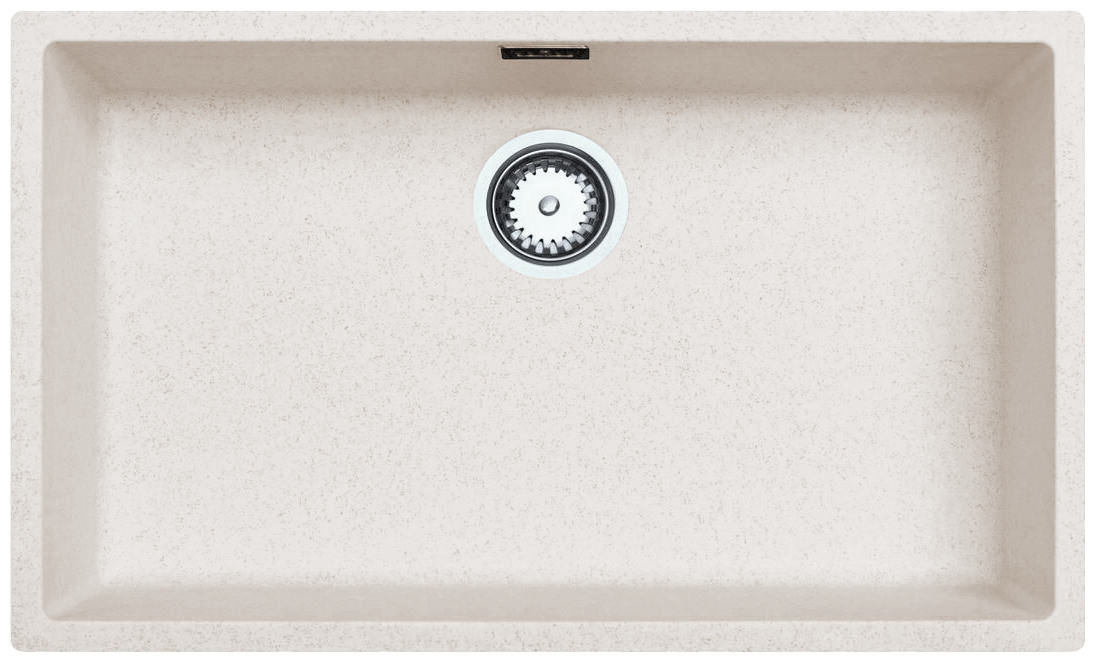 Ausmann Fibre Sand Weiß großes Spülbecken 70x40cm Unterbau, Aufbau und Flachbau mit automatischem Edelstahl-Plug 1208971935