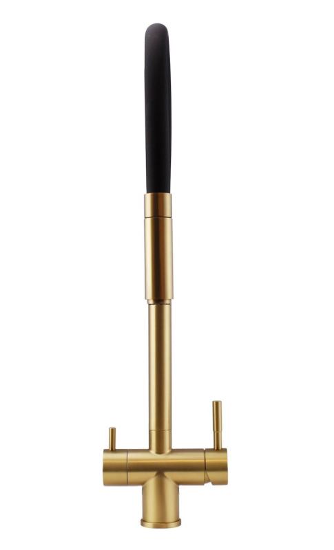 Pure.Sink Elite Steel Flex 3-Wege PVD gebürstetes Gold Küchenarmatur mit flexiblem Auslauf und Gefiltertem Wasser PS8110-60