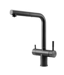 Pure.Sink Elite Steel Clear-S PVD Gun Metal 3-Wege Küchenarmatur mit Ausziehbarem Auslauf und Gefiltertem Wasser PS8120-61