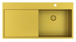 Pure.Sink Exclusivo Goldene Spüle mit Abtropffläche 100 x 52 cm Wasserhahn rechts PEX47100RT-60