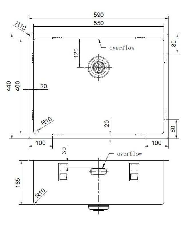 Pure.Sink Exclusivo Goldene Spüle 55 x 40 cm, 10 mm Radius, Unterbau, Flachbau und Aufsatz PEX5540-60