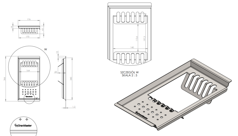 Massimo Accessoire Plate Tray Schwarz Matt 366 x 176 x 63 mm