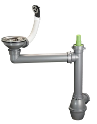 Ausmann Abflussset aus Edelstahl mit rundem Überlauf inkl. Siphon für Einzelspüle 1208972186