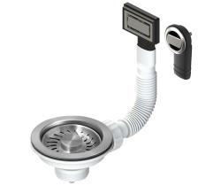 Pure.Sink Universal Korb-Stopfen-Set aus gebürstetem Edelstahl, Ablaufgarnitur für Spülbecken inkl. Überlauf rund und rechteckig WSTMAN-02