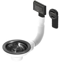 Pure.Sink Universal Korbstopfen-Set Gun Metal, Ablaufgarnitur für Spülbecken inkl. Überlauf rund und rechteckig WSTMAN-61