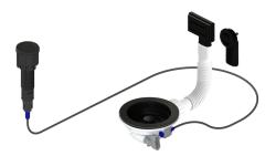 Pure.Sink Universal Mattschwarzer Abflussset inklusive Druckknopf-Ablauf mit Stopfen sowie rechteckigem und rundem Überlauf WSTAUT-31