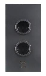 Indux Corner Energie-Säule mit 2 Steckdosen, Schutzkontakt und 2 x USB-Ladegerät Schwarz 1208972297