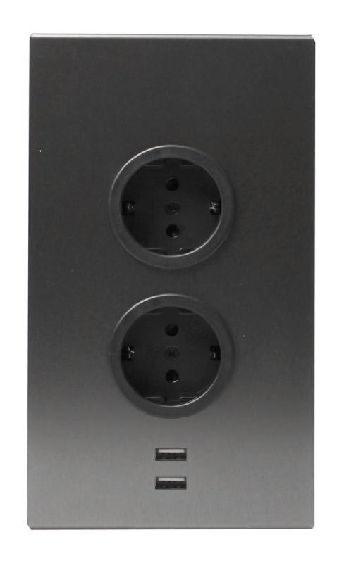 Indux Corner Energiesäule mit 2 Steckdosen, Schutzkontakt und 2 x USB-Ladegerät Gun Metal 1208972299