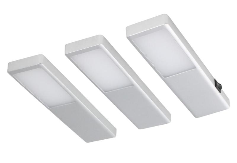 Indux Nivo Küchenaufsatz LED-Set 3x3 W mit Zentralschalter Alu-Optik 1208972334