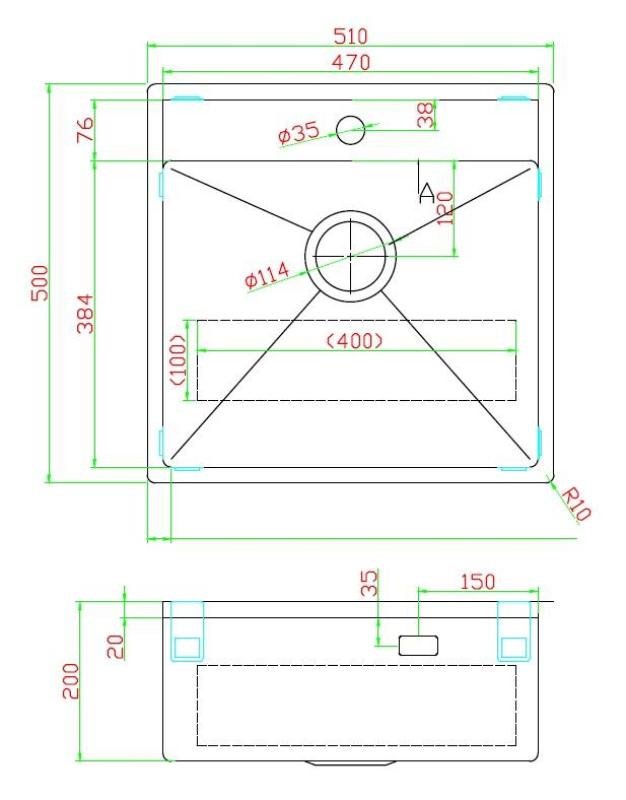Pure.Sink Luxion PVD Antik Bronze Spülbecken 51x50 cm Tapwing mit Hahnlochbank und Bodenrost PLX5150T-64