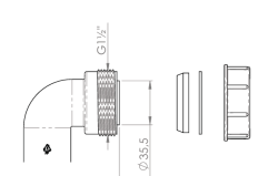 Pure.Sink UK-Siphon-Winkelstück-Set mit Mutter und Dichtungen 40 mm WSTSUK-32
