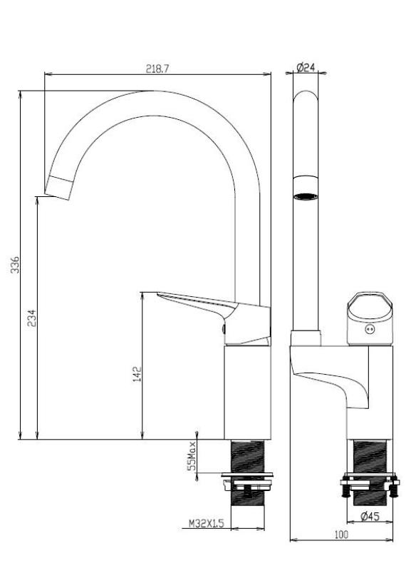 Aquanello Casa Küchenarmatur Schwarz mit Oberhebel BL-1202-CS