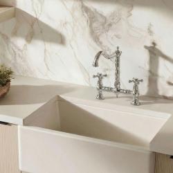 Aquanello Heritage Ascot Klassische Küche – Nostalgische Brückenarmatur in Chrom mit Kreuzgriffen CR-4001-HA