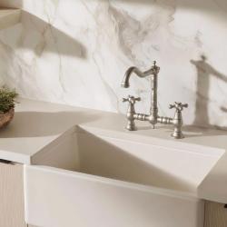 Aquanello Heritage Ascot Klassische Küche – Nostalgische Brückenarmatur aus Edelstahl mit Kreuzgriffen NB-0011-HM