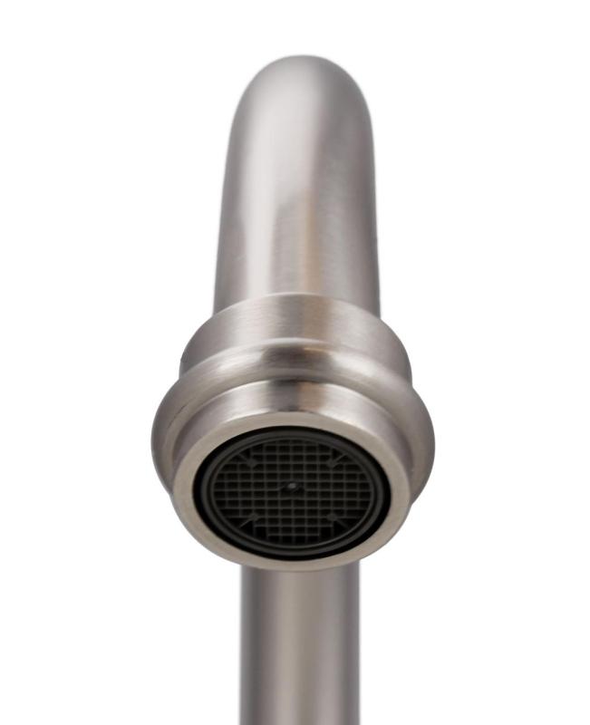 Aquanello Heritage Manor Klassische Küche Nostalgischer Brücken-Küchenhahn aus Edelstahl mit weißem Hebel und rundem Auslauf NB-4001-HA