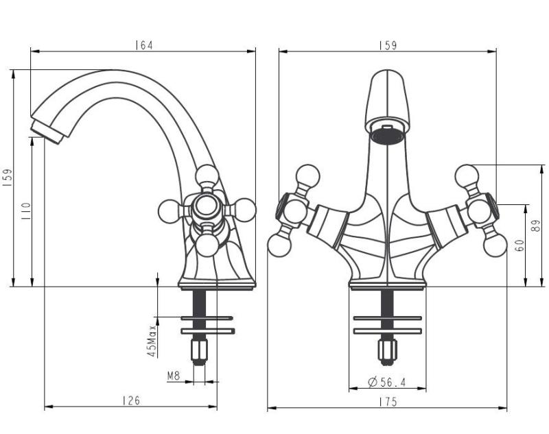 Aquanello Heritage Ascot Klassischer nostalgischer Waschtischmischer Chrom CR-4101-HA