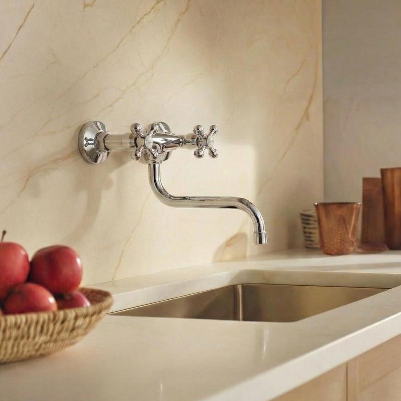 Aquanello Heritage Ascot Klassischer Küchenwandhahn Chrom CR-4111-HA