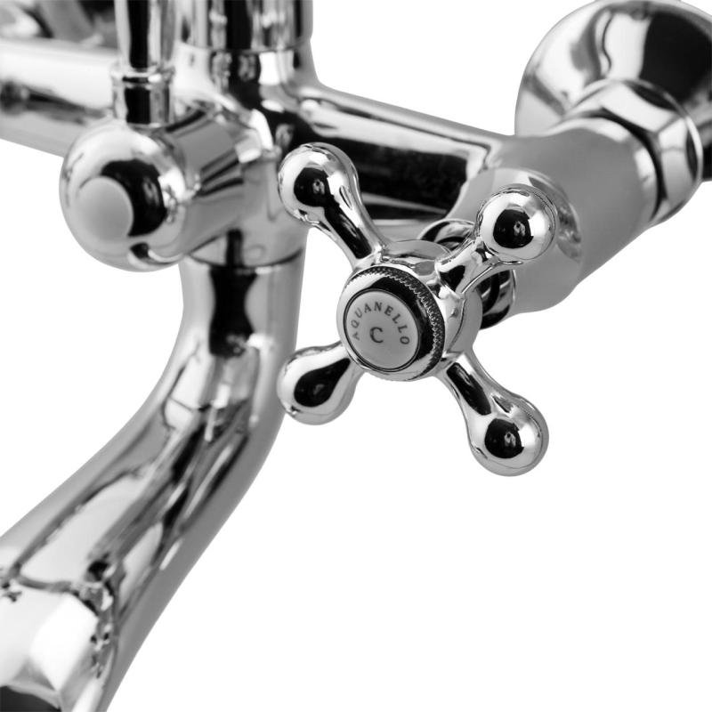 Aquanello Heritage Ascot Classic Surface-Mount Bath Faucet with Star Knobs Chrome including Hand Shower CR-3002-HA