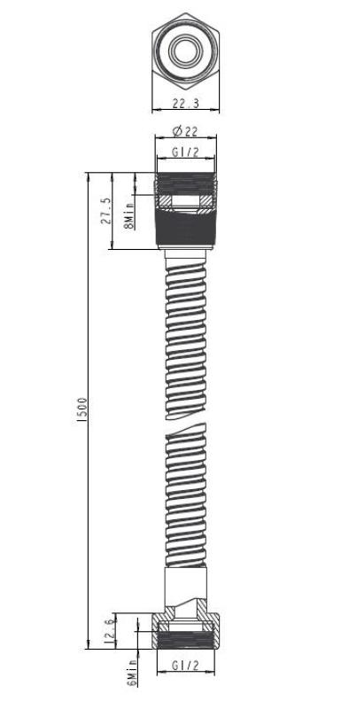 Aquanello Heritage Collection Duschschlauch  150 cm Edelstahl NB-9002-HC