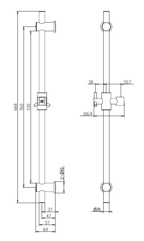 Aquanello Heritage Collection Klassische Gleitschiene 668 mm Chrom CR-9004-HC