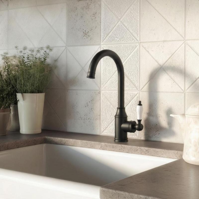 Aquanello Heritage Manor Klassische Küche – Nostalgischer Küchenarmatur in Schwarz BL-9001-HM