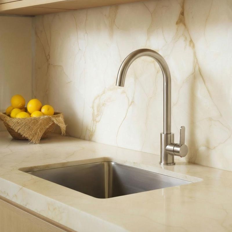 Aquanello Forma Massiver Edelstahl-Einhebel-Küchenmischer mit rundem Auslauf SS-1002-FM