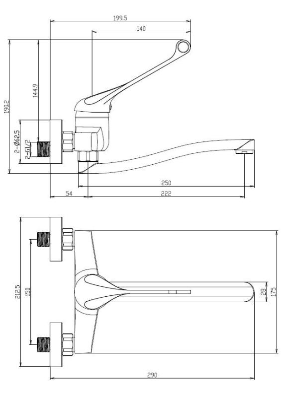 Aquanello Medic Küchenwandarmatur mit langem Griff Chrom CR-1005-MD