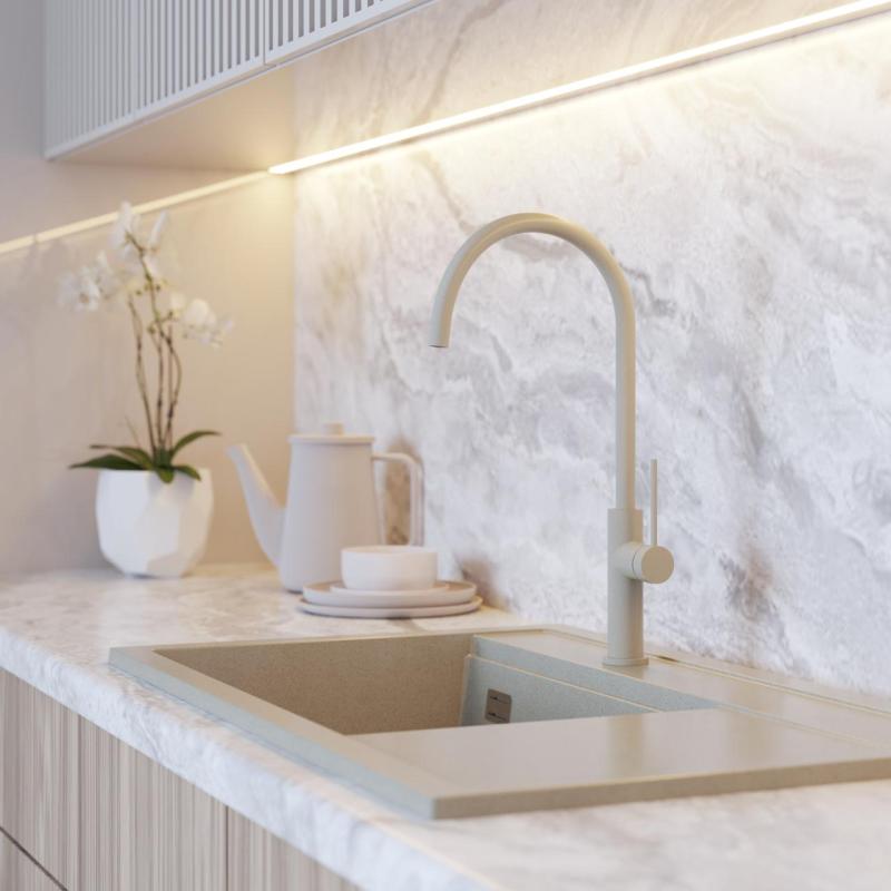 Graniteland Vira Slim Küchenarmatur in Beige mit schwenkbarem Auslauf 1208972622