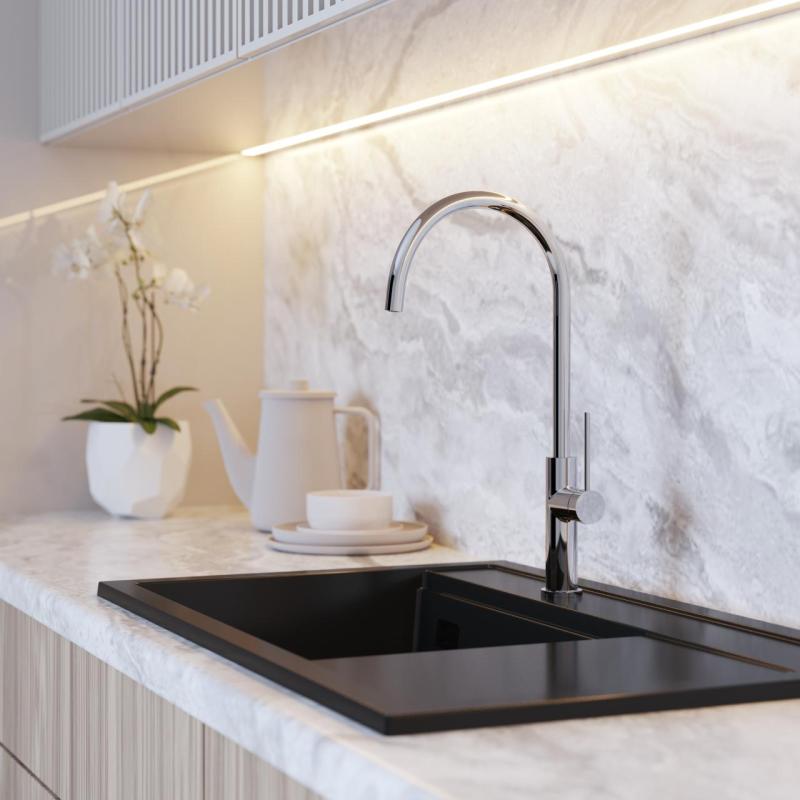 Graniteland Vira Slim Küchenarmatur Chrom mit schwenkbarem Auslauf 1208972625