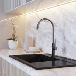 Graniteland Vira Slim Küchenarmatur in Gun Metal mit schwenkbarem Auslauf 1208972627