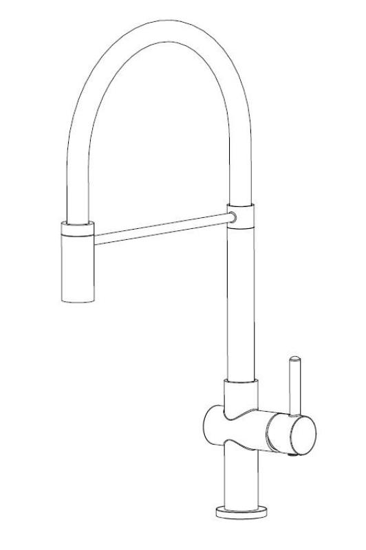 Aquanello Gastro Küchenarmatur mit flexiblem Auslauf, Chrom CR-4400-GT