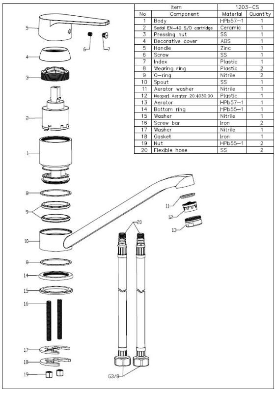 Aquanello Casa Einhebel-Küchenarmatur, Chrom CR-1203-CS