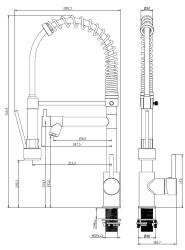 Aquanello Gastro Küchenarmatur mit professioneller Sprühfunktion, schwarz BL-4402-GT