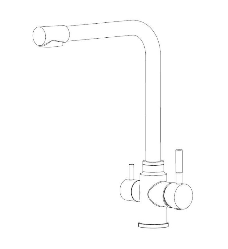 Aquanello Limpia Massiver 3-Wege-Küchenarmatur aus Edelstahl mit gefiltertem Wasser SS-11600-LP