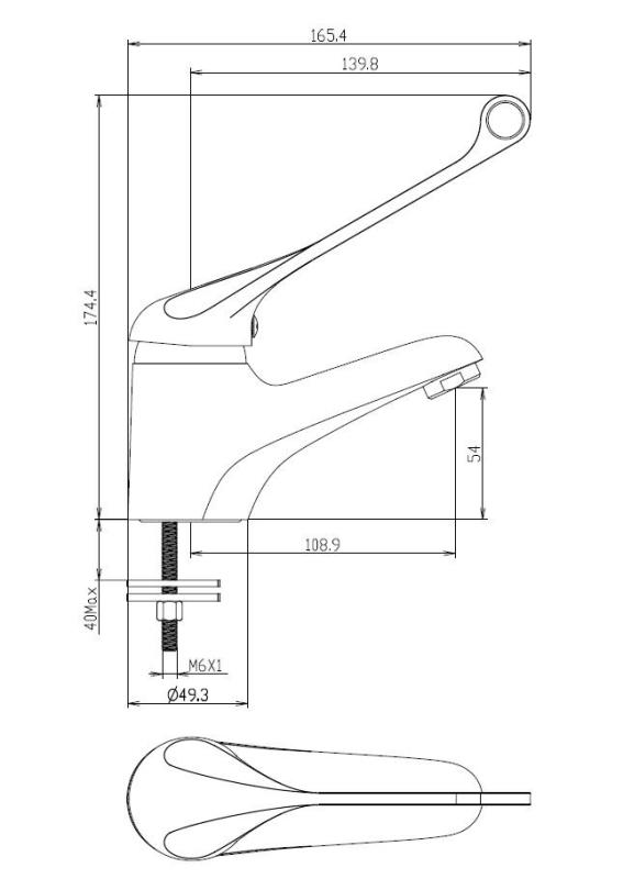 Aquanello Medic Waschtischarmatur mit extra langem Hebel, Chrom CR-1103-MD
