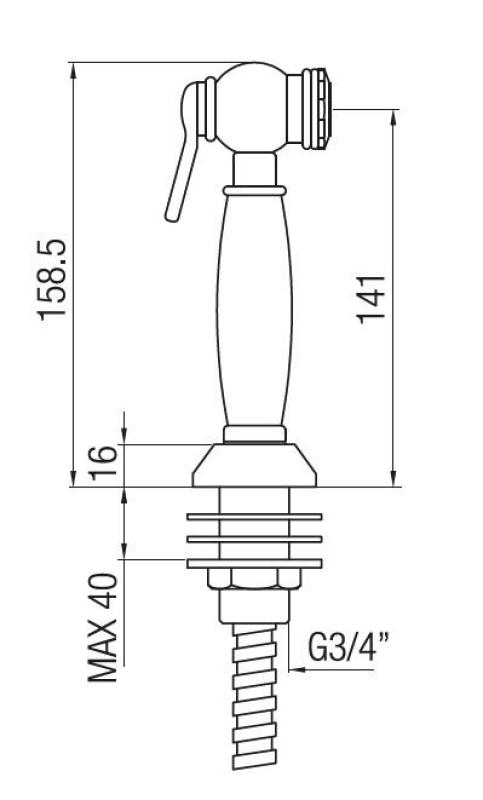 PB Nostalgische ausziehbare Küchenhandbrause, klassisch, bronzefarben