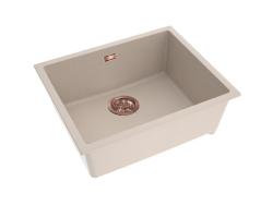 Pure.Sink Eternal Quartz Beige Spülbecken 50 x 40 cm, Unterbau- und Aufsatzmodell mit Messingstopfen